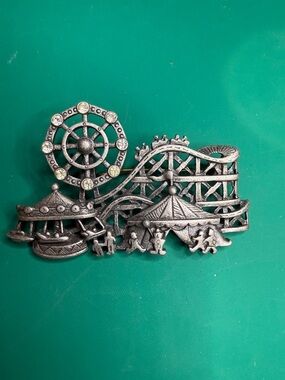 Rare AJC Pewter Circus Brooch With Articulating Ferris Wheel